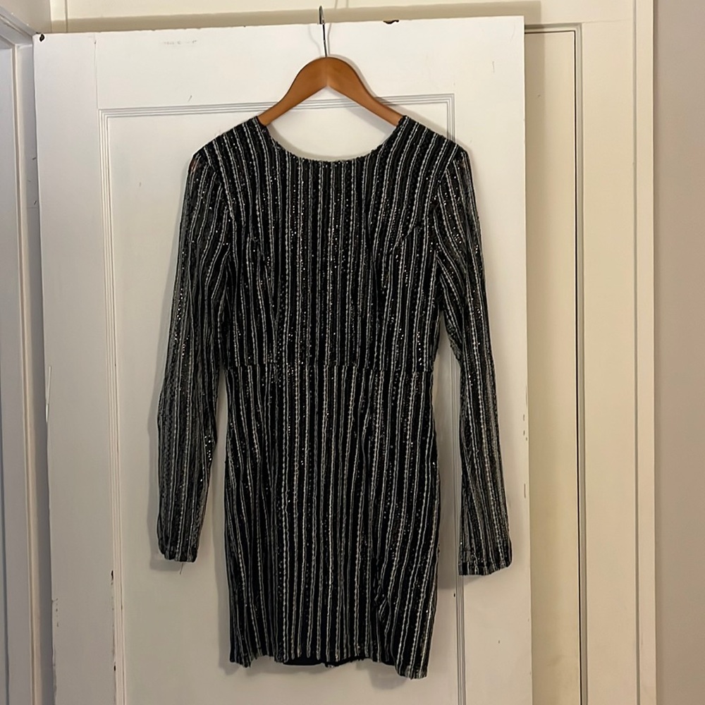 HONEY PUNCH 1980's Stripe Sequin Mini Dress // (NWOT)
